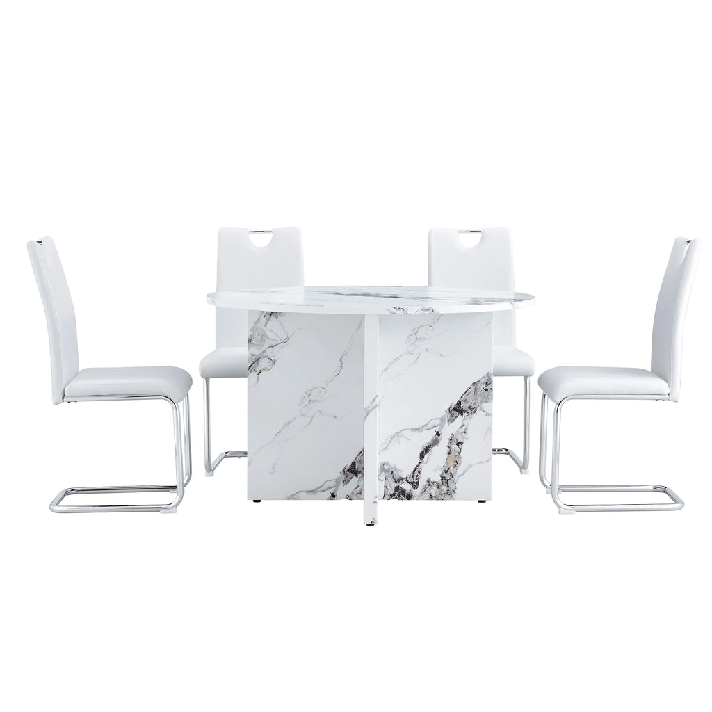 5 Piece 47 Inch Round MDF Dining Table Set K1633