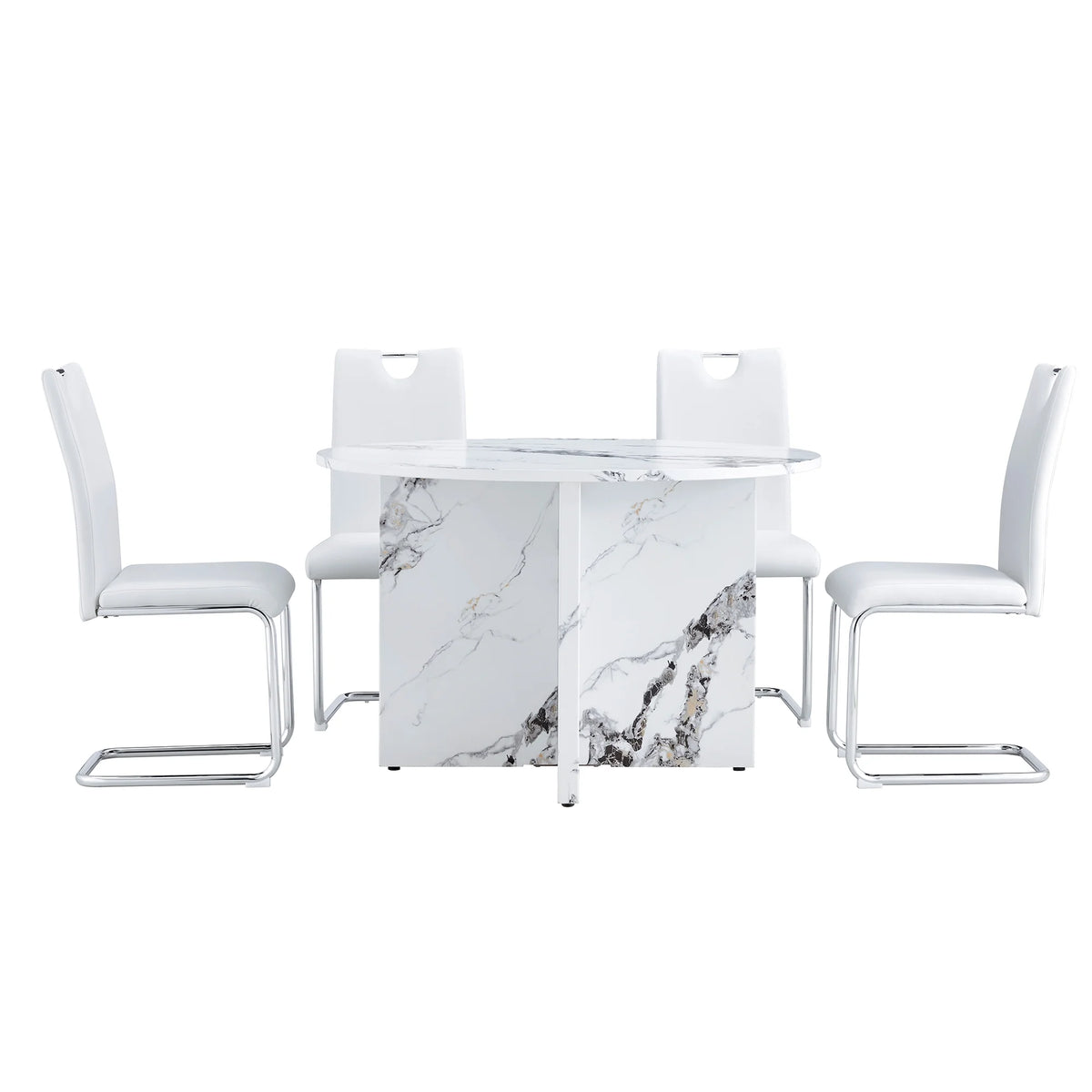 5 Piece 47 Inch Round MDF Dining Table Set K1633