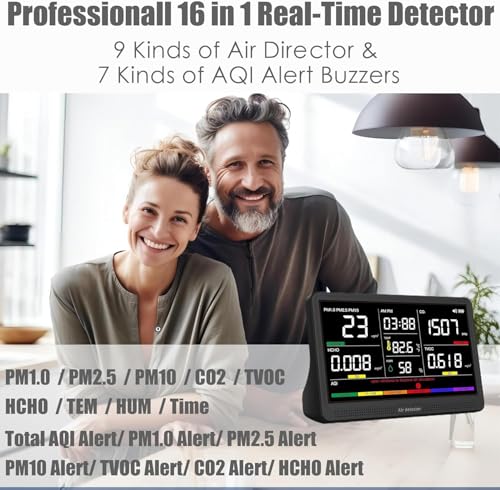 Indoor Air Quality Monitor 16 in 1 Portable Real-Time Detector S3942