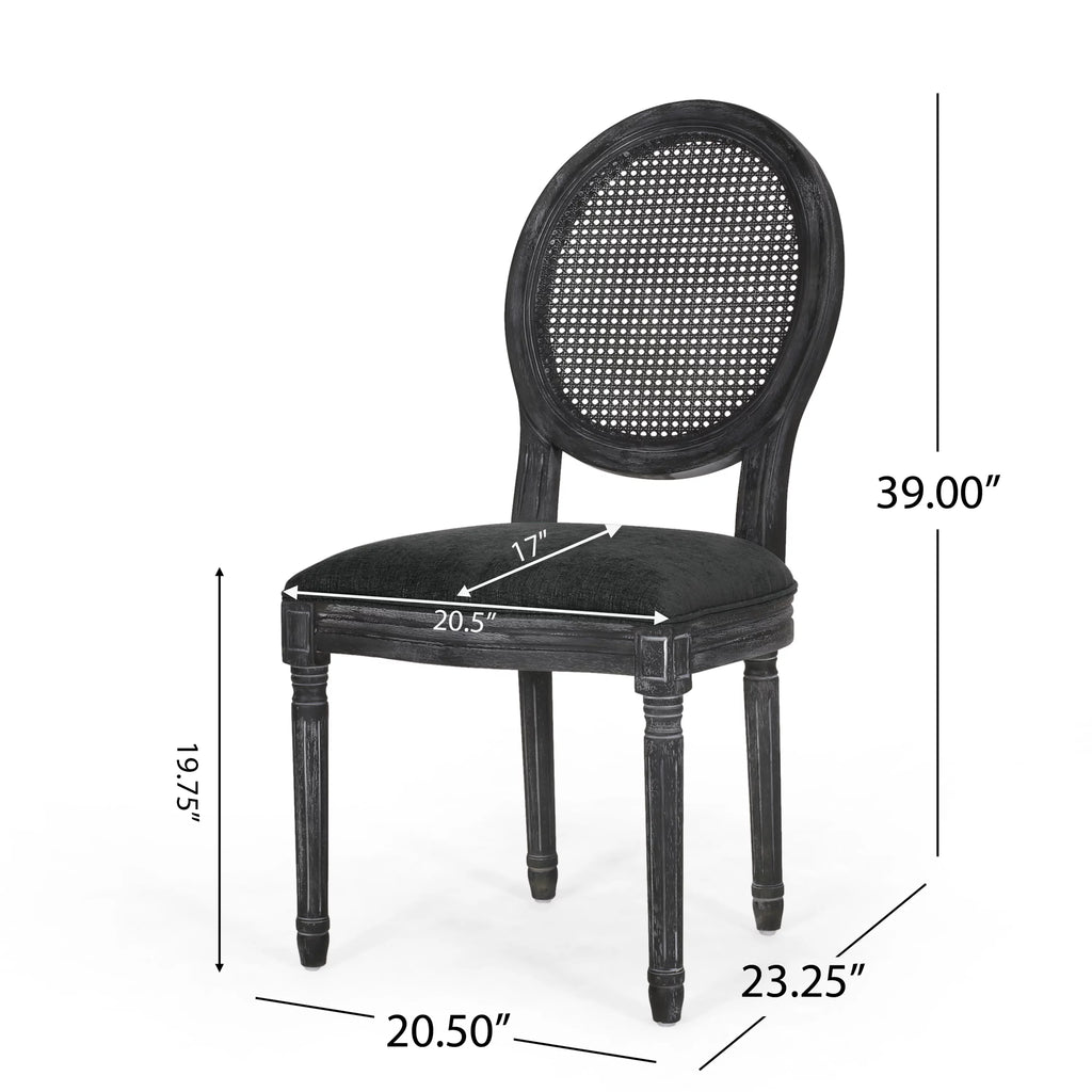 Upholstered Wood and Cane Dining Chairs, Set of 4 H50820