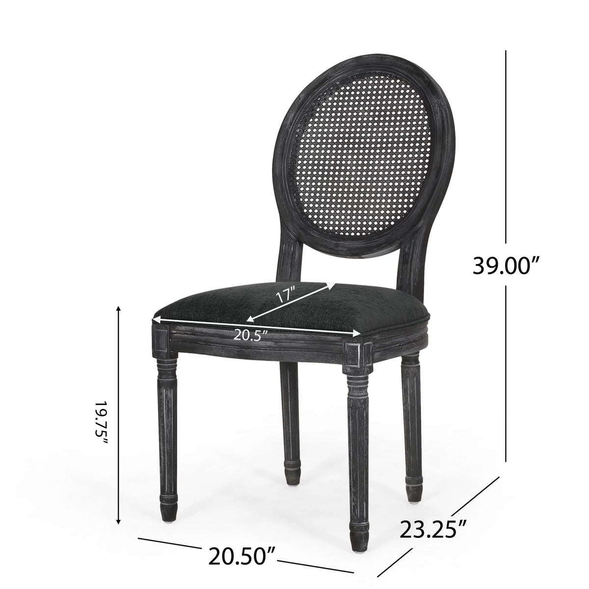 Upholstered Wood and Cane Dining Chairs, Set of 4 H50820