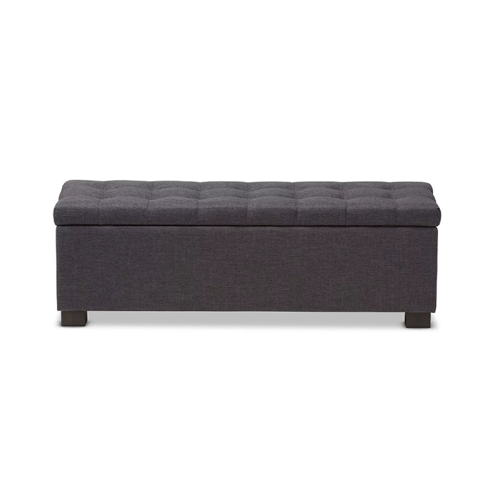 Dark Grey Fabric Storage Ottoman Bench C7451