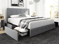 Queen Size Storage Bed Frame with 4 Drawers, Tufted Adjustable Headboard, Dark Grey T5448