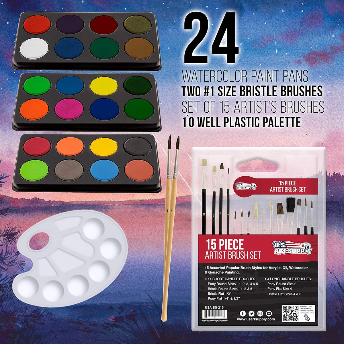 104-Piece Deluxe Art Creativity Set in Wooden Case with Wood Desk Easel D996