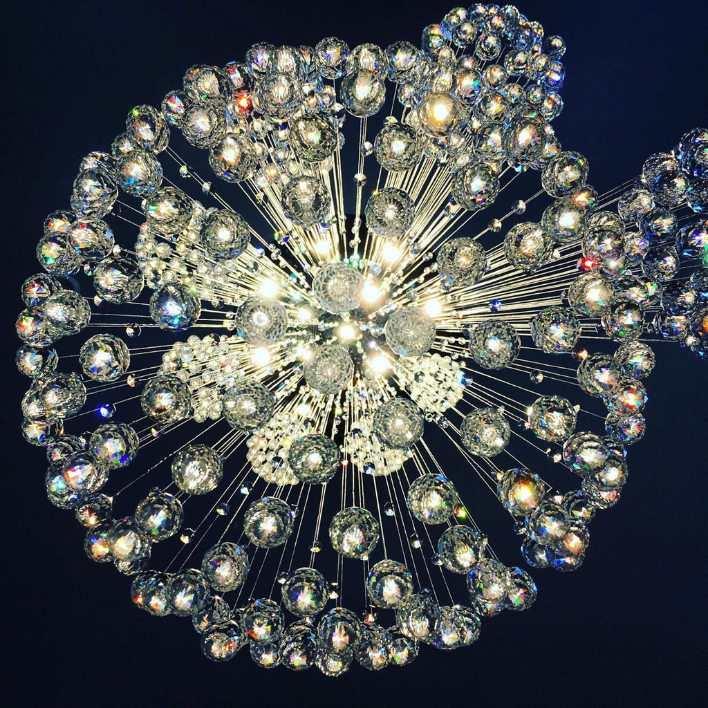 Modern Spiral Crystal Chandelier Large Flush Mount Ceiling Light Fixture W395