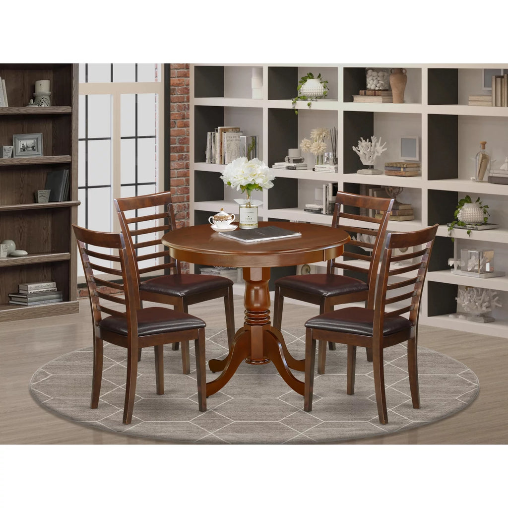 Antique 5-piece Dining Set with Faux Leather Seat N88237