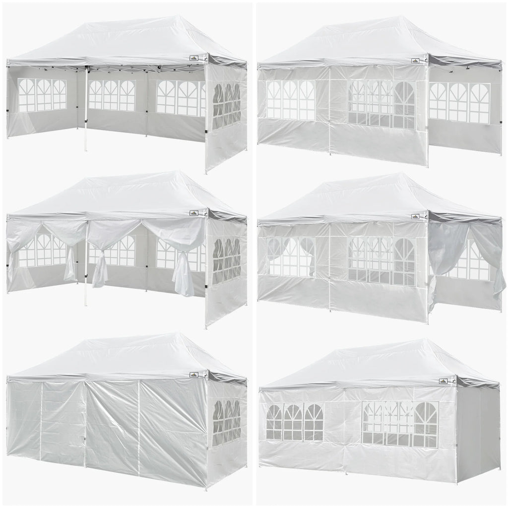 White 10x20ft Pop Up Gazebo with 4 Sidewalls K500