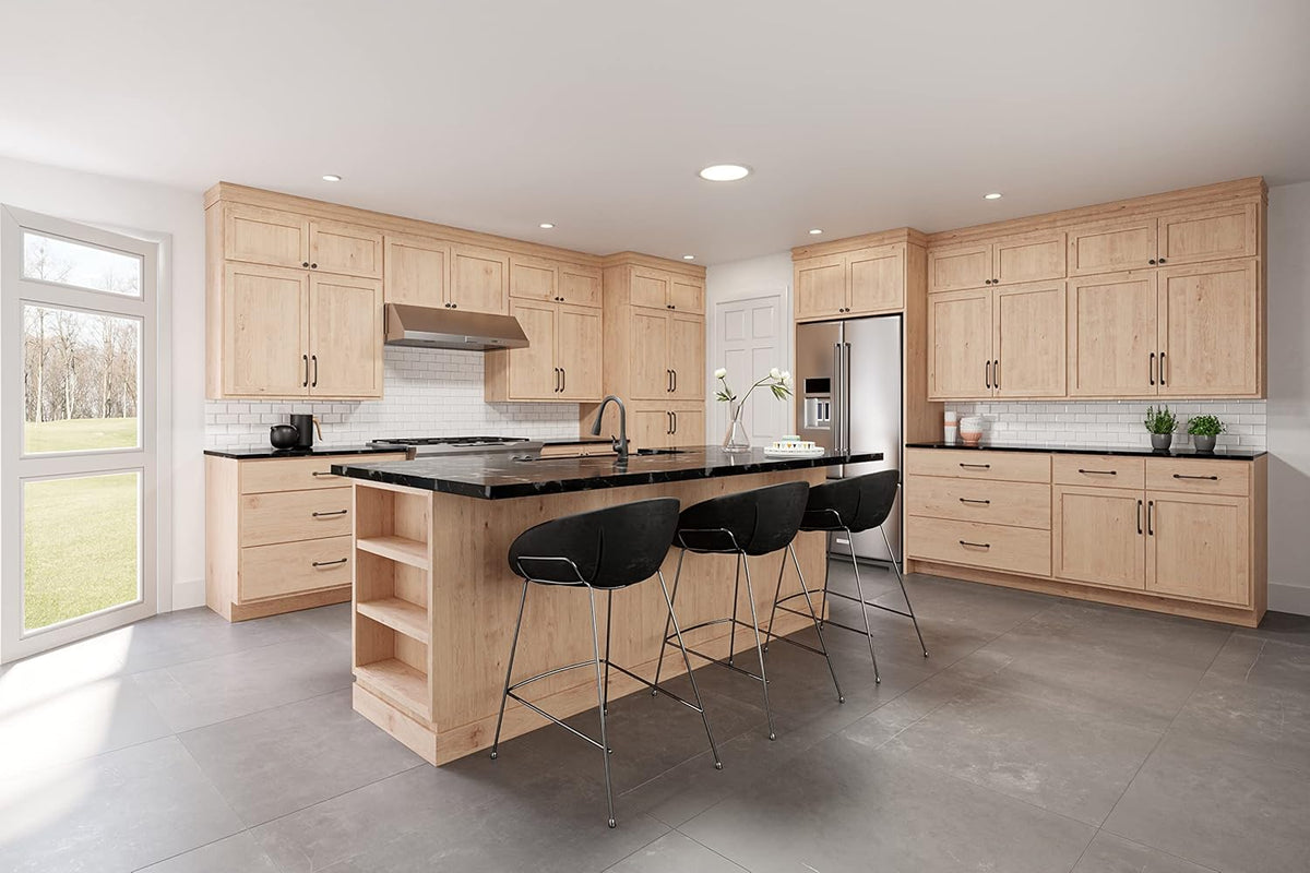 Raw Maple 24" D x 36" W x 12" H Shaker Style Hardwood Wall Kitchen Cabinets P6982