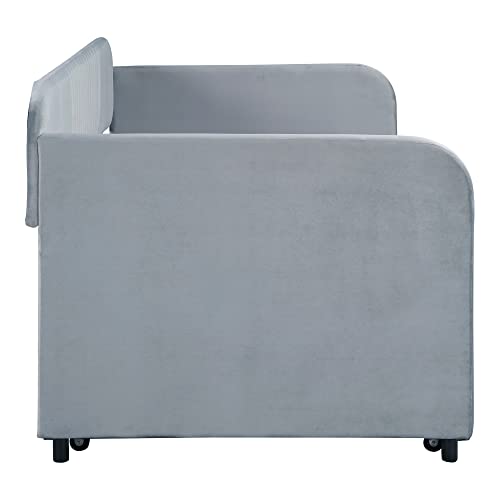 Twin Size Upholstered Daybed with 2 Storage Drawers Velvet L378