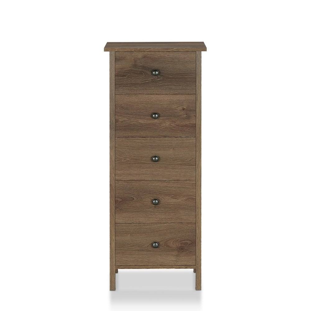 Distressed Walnut 5-Drawer Vertical Chest B33980