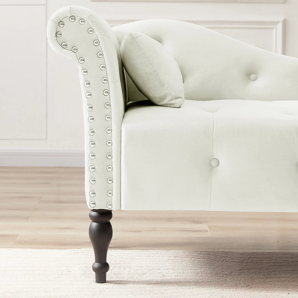 Velvet Tufted Chaise Lounge with Pillow B551