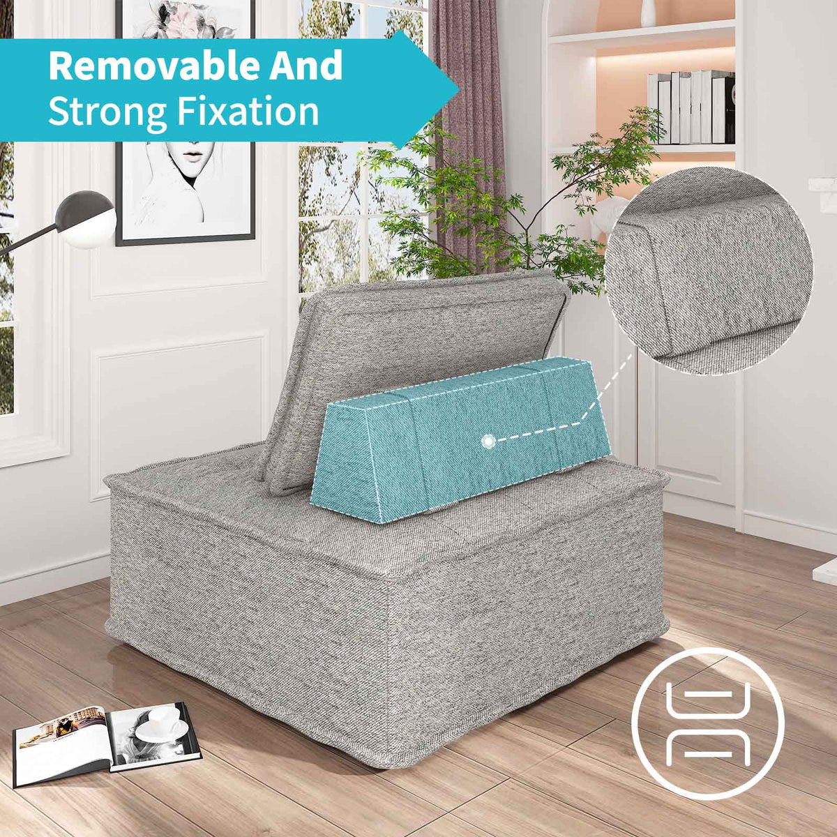 Light Grey Modular Sectional Sofa with Ottoman C2125