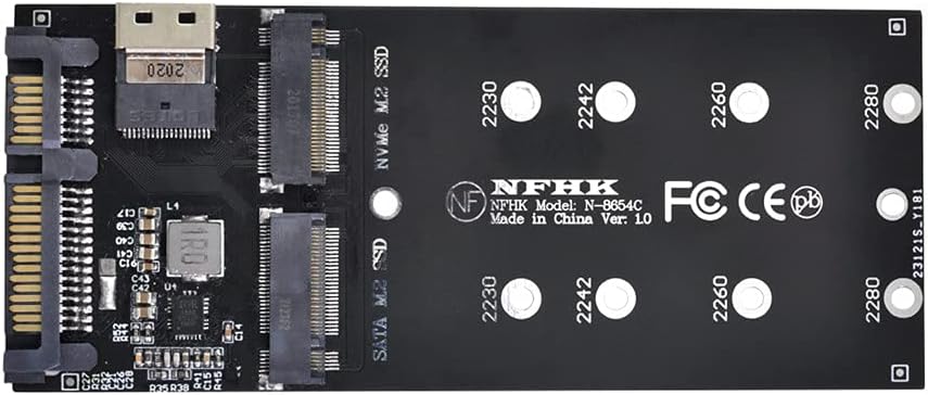 NGFF M-Key NVME to SFF-8654 Slimline SAS Card Adapter and U.2 SFF-8639 NVME PCIe SSD Cable, Pack of 2 X95589
