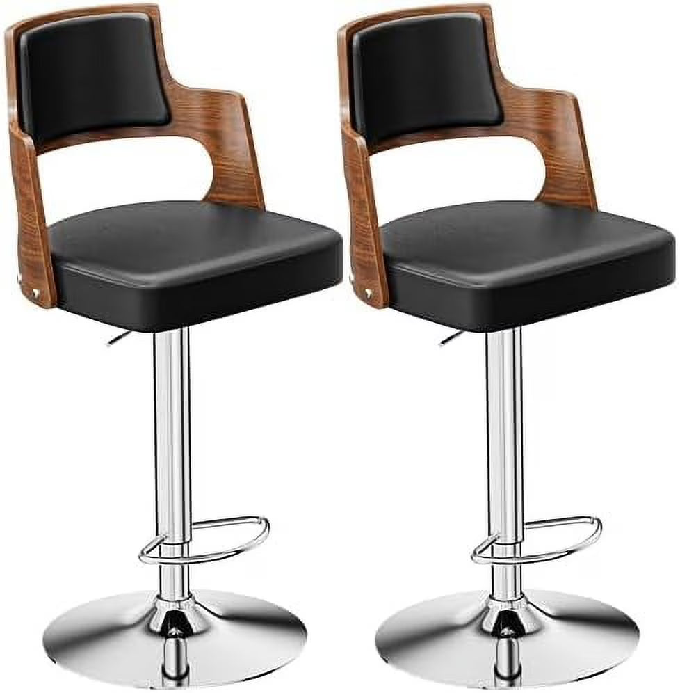 Brown PU Leather Adjustable Swivel Counter Height Stool Set of 2 Y81820