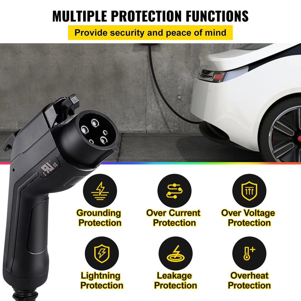 16 Amp 110V-240V Portable Electric Vehicle Charger with 25 ft Charging Cable U305960