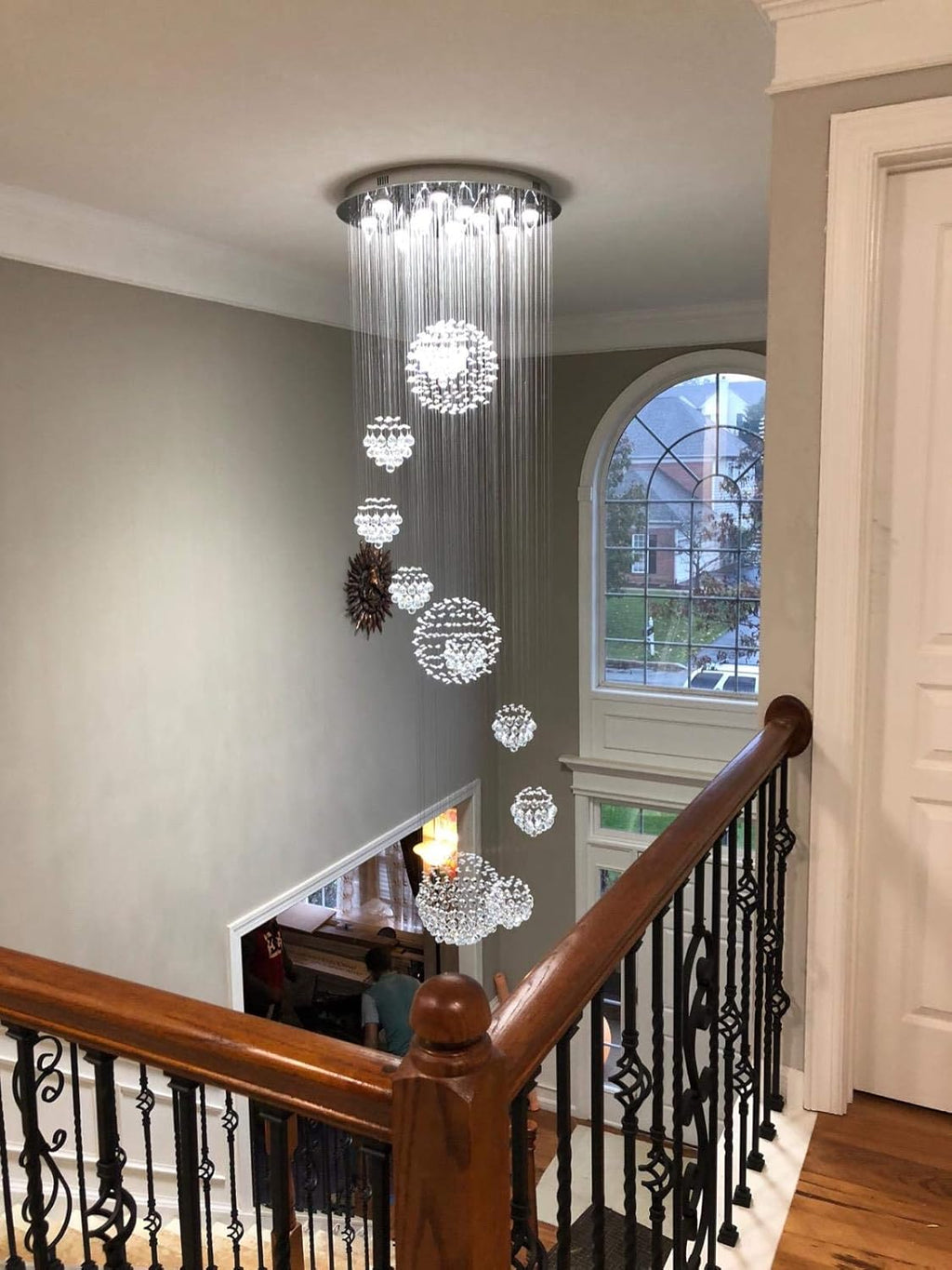 Modern Spiral Crystal Chandelier Large Flush Mount Ceiling Light Fixture W395