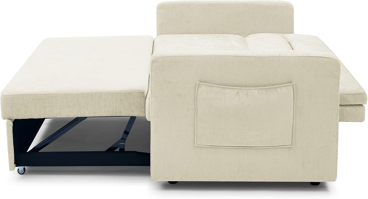 Beige Velvet 3 in 1 Convertible Sleeper Sofa C510572