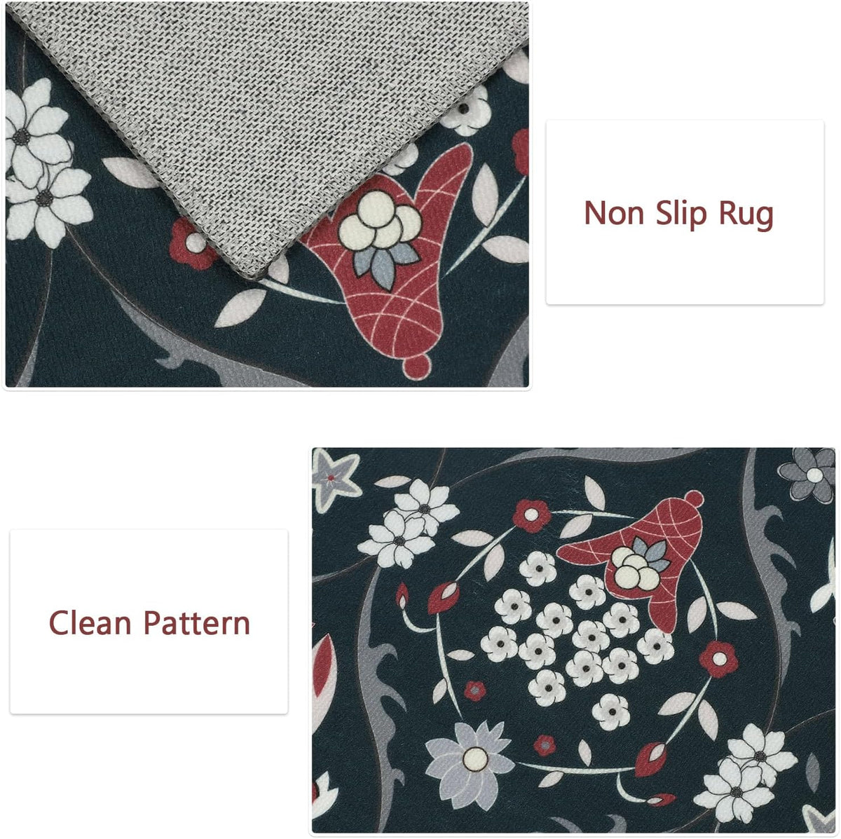 Non Slip Kitchen Rug Sets of 3 Low Pile Floor Carpet Sets C673
