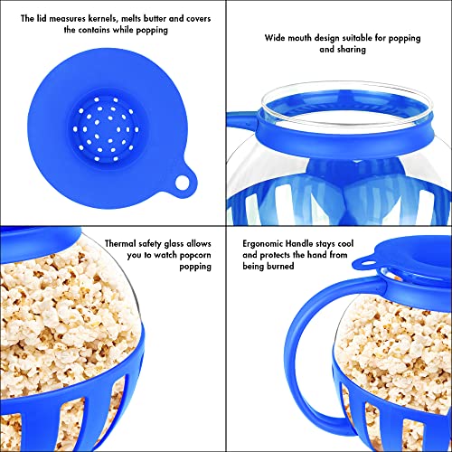 Red 3 Quart Borosilicate Glass Microwave Popcorn Popper I46025
