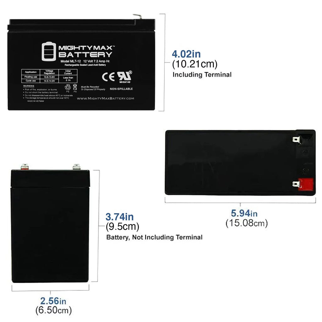 12V 7AH Replacement Battery + 12V 1Amp Charger N5657