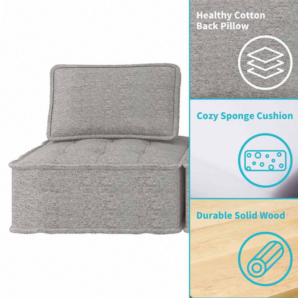 Light Grey Modular Sectional Sofa with Ottoman C2125