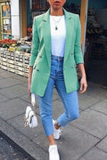 Solid Patchwork Turndown Collar Outerwear B5718