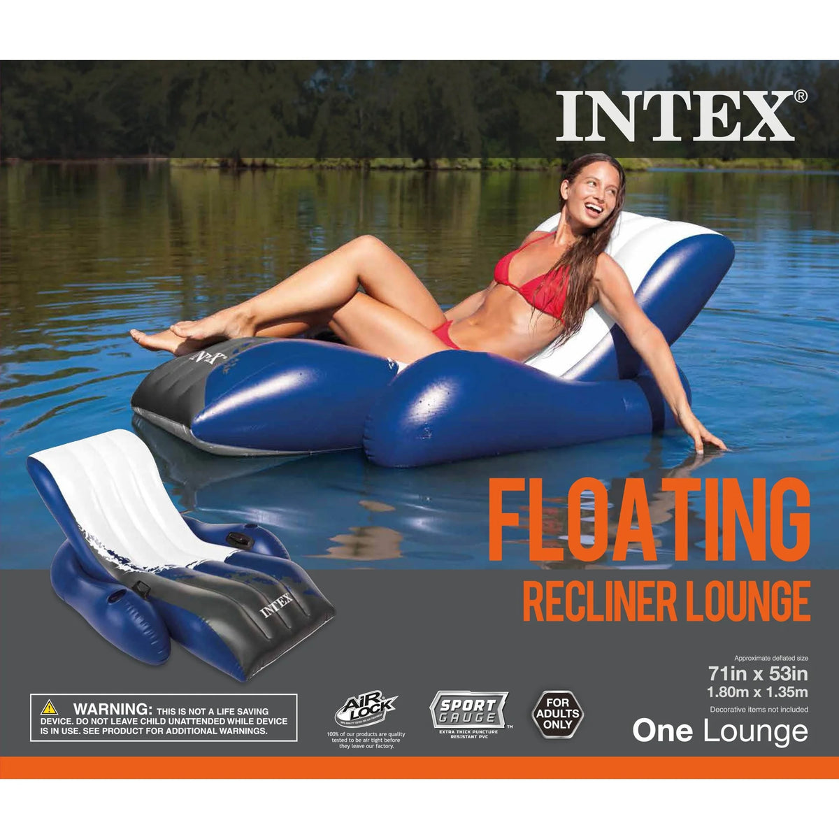 Inflatable Pool Lounge Chair with Cup Holders Z175
