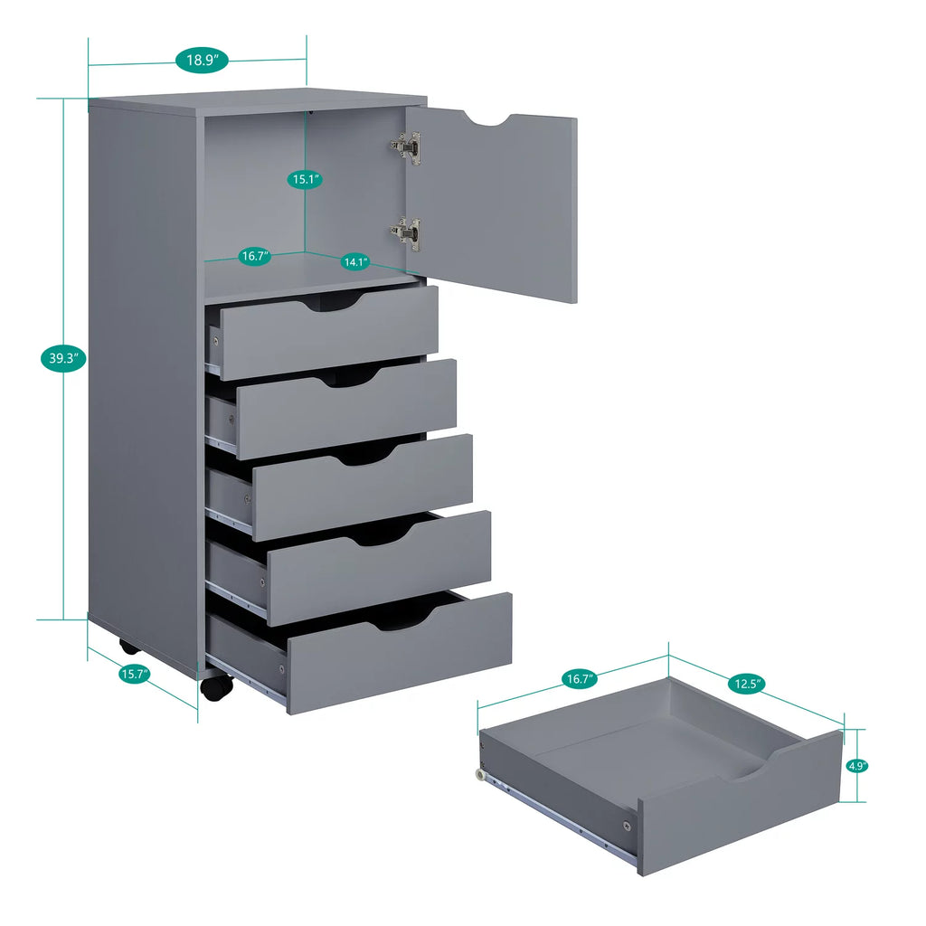 6 Drawer Gray Office Storage Cabinet R440292