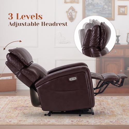 Leather Power Lift Recliner Chair with Heat & Massage W842793
