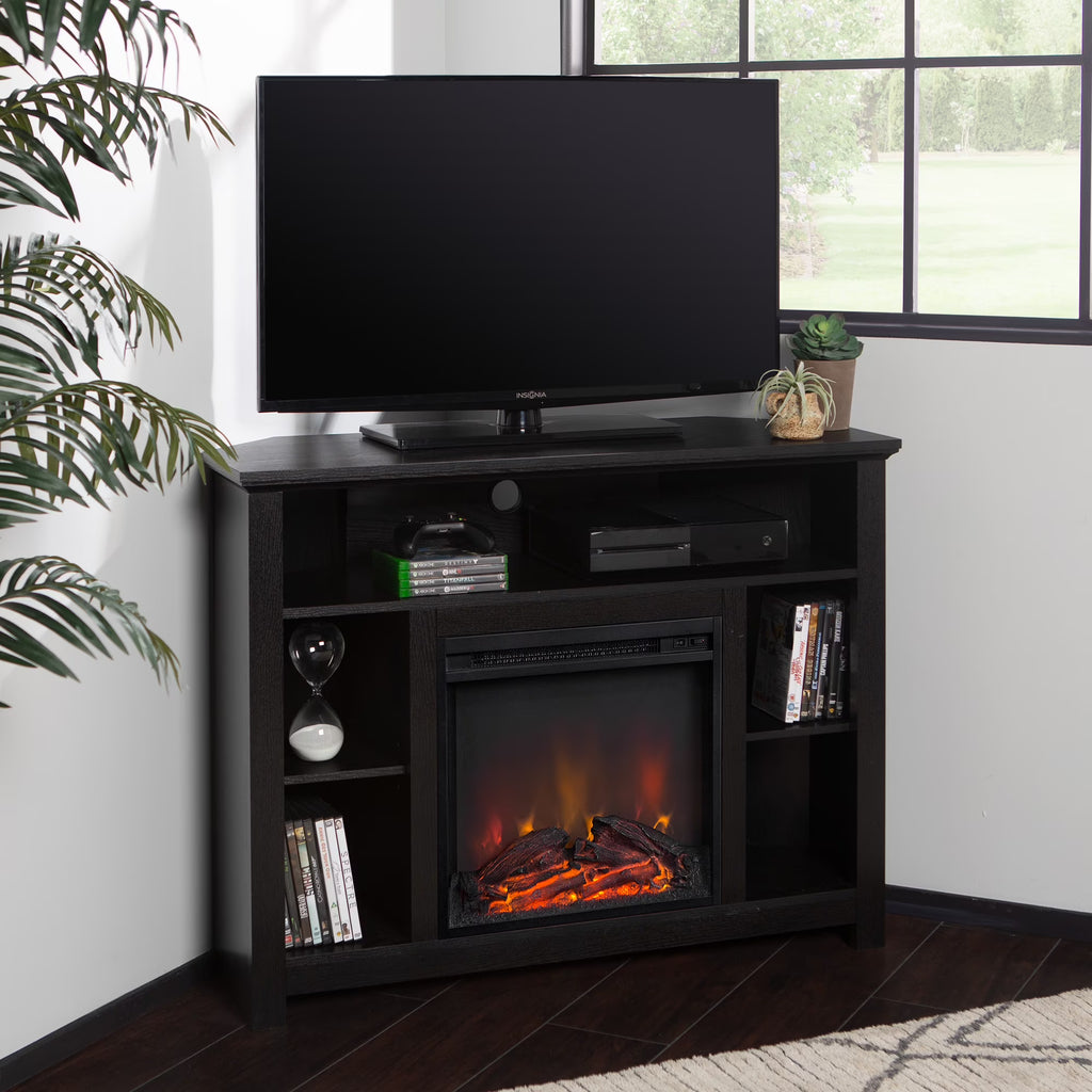 Black Tall Corner Fireplace TV Stand C222827