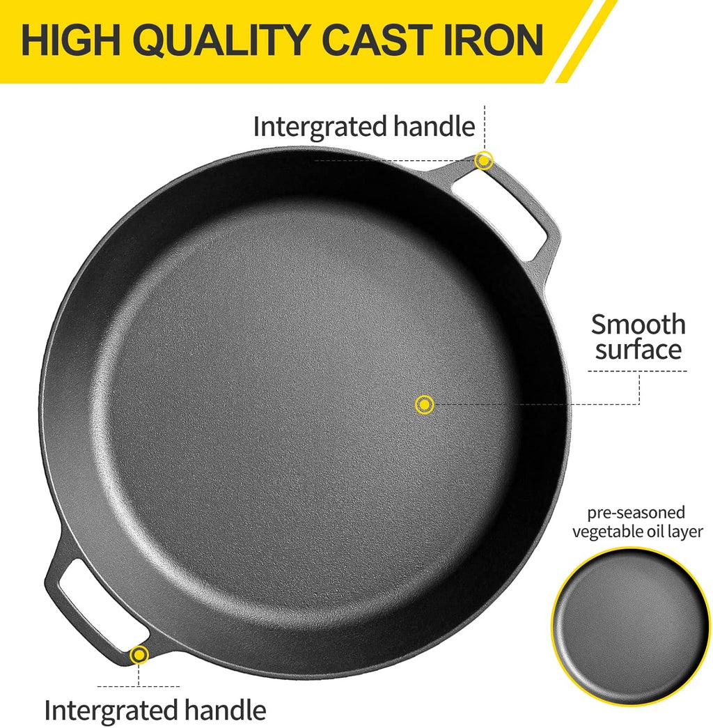 Pre-Seasoned Cast Iron 15 Dual Handle Frying Pan B884