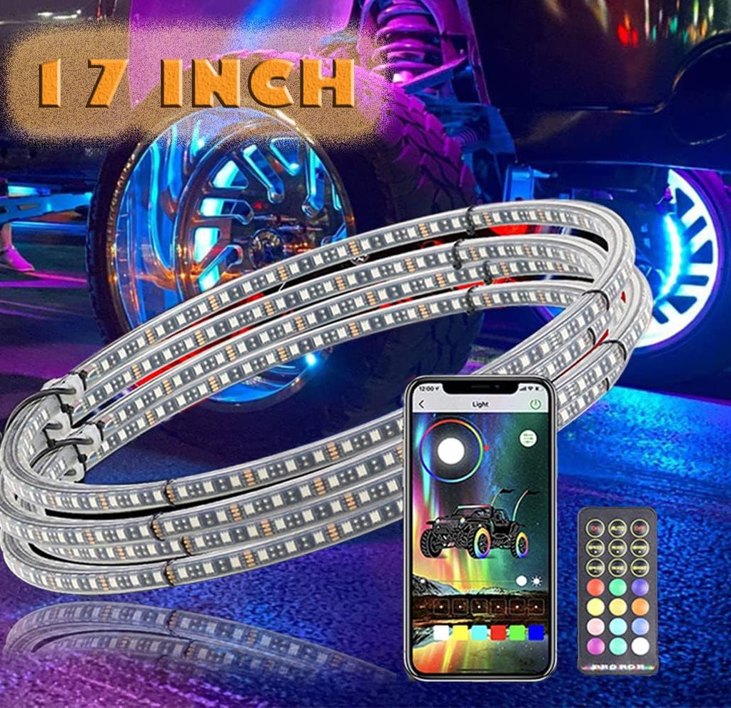 RGB LED Wheel Ring Light Kit 4PCS Double Row Waterproof K936
