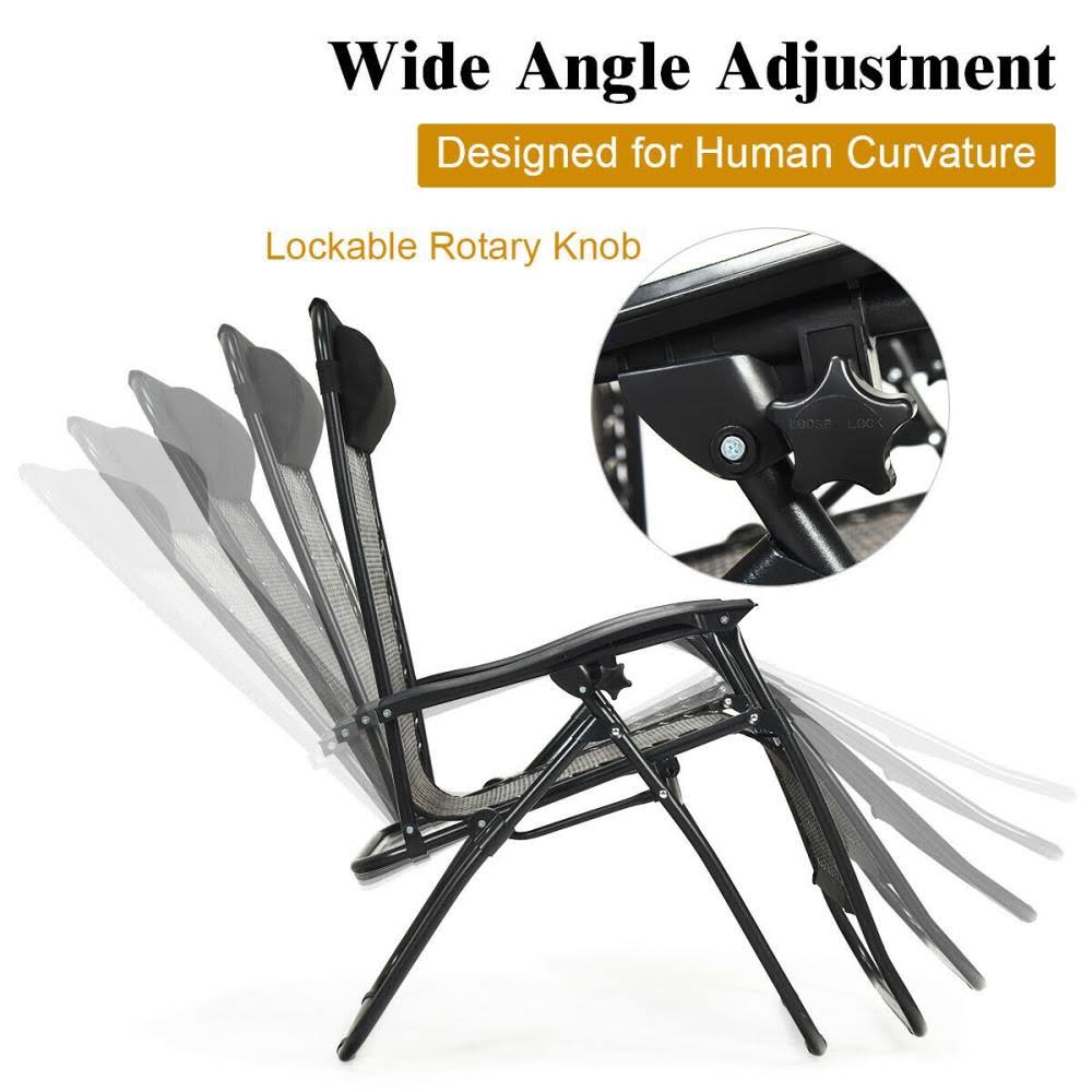 Black Metal Frame Zero Gravity Chair with Woven Seat U31929