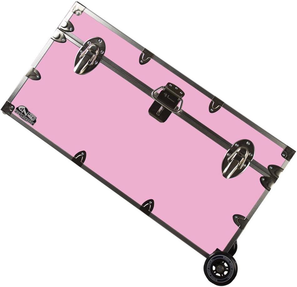 Lockable Trunk Footlocker with Wheels Large 32 x 18 x 16.5 Inches Purple F1926