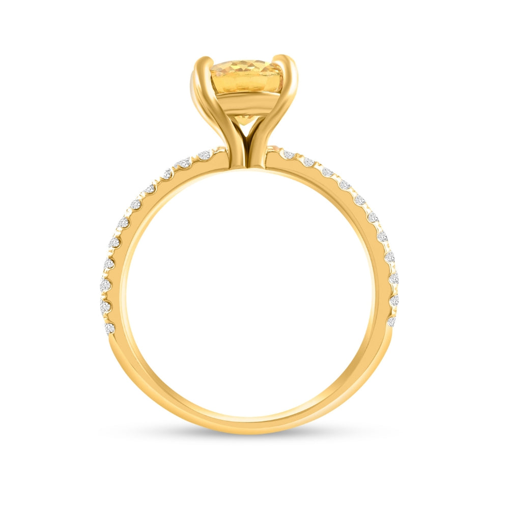Oval Yellow Sapphire & Diamond Ring 14k Yellow Gold K8689