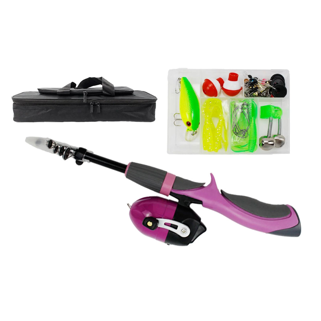 Pink Telescopic Fishing Rod and Reel Carrier Bag with Fishing Line V903759