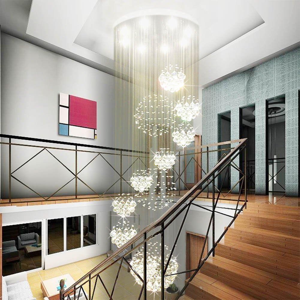 Modern Spiral Crystal Chandelier Large Flush Mount Ceiling Light Fixture W395