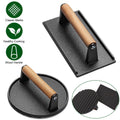Cast Iron Steak Press with Wood Handle 2Pcs P636260