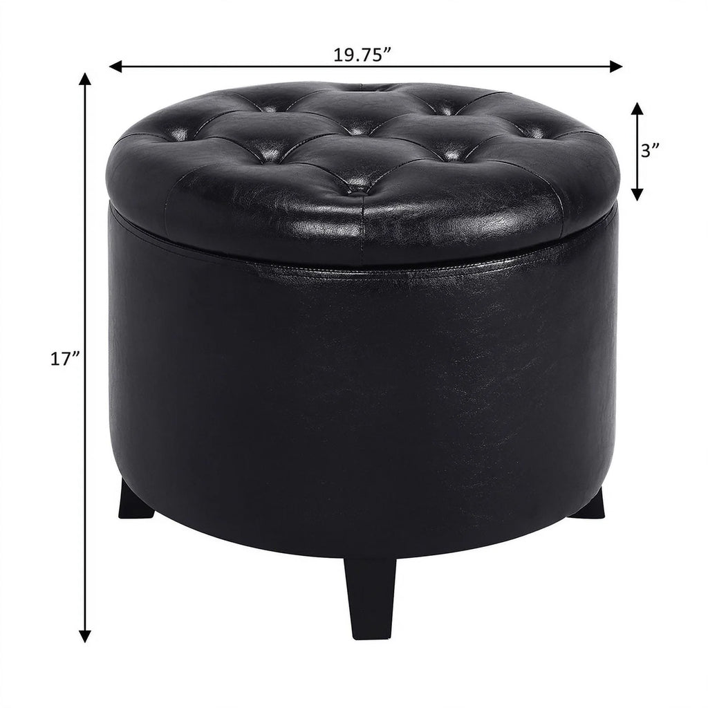 Black Round Storage Ottoman H2309