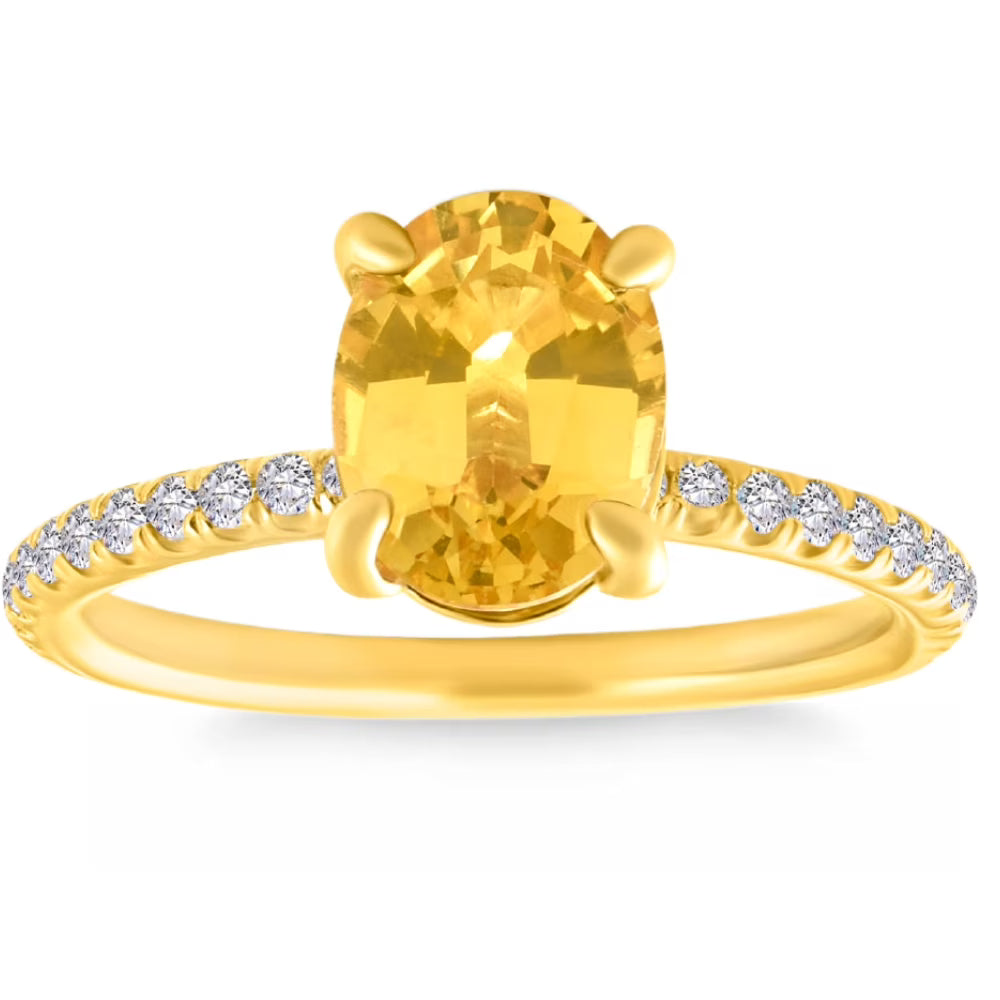 Oval Yellow Sapphire & Diamond Ring 14k Yellow Gold K8689