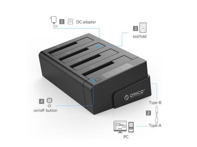 4 Bay USB 3.0 SATA Hard Drive Docking Station Black I396030