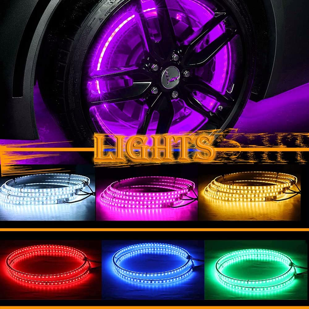 RGB LED Wheel Ring Light Kit 4PCS Double Row Waterproof K936
