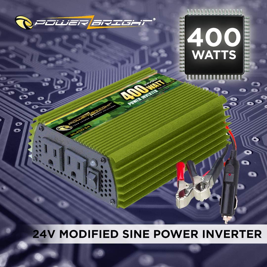 400 Watt 24V Modified Sine Wave Power Inverter with Dual 110V AC Outlets Q781452