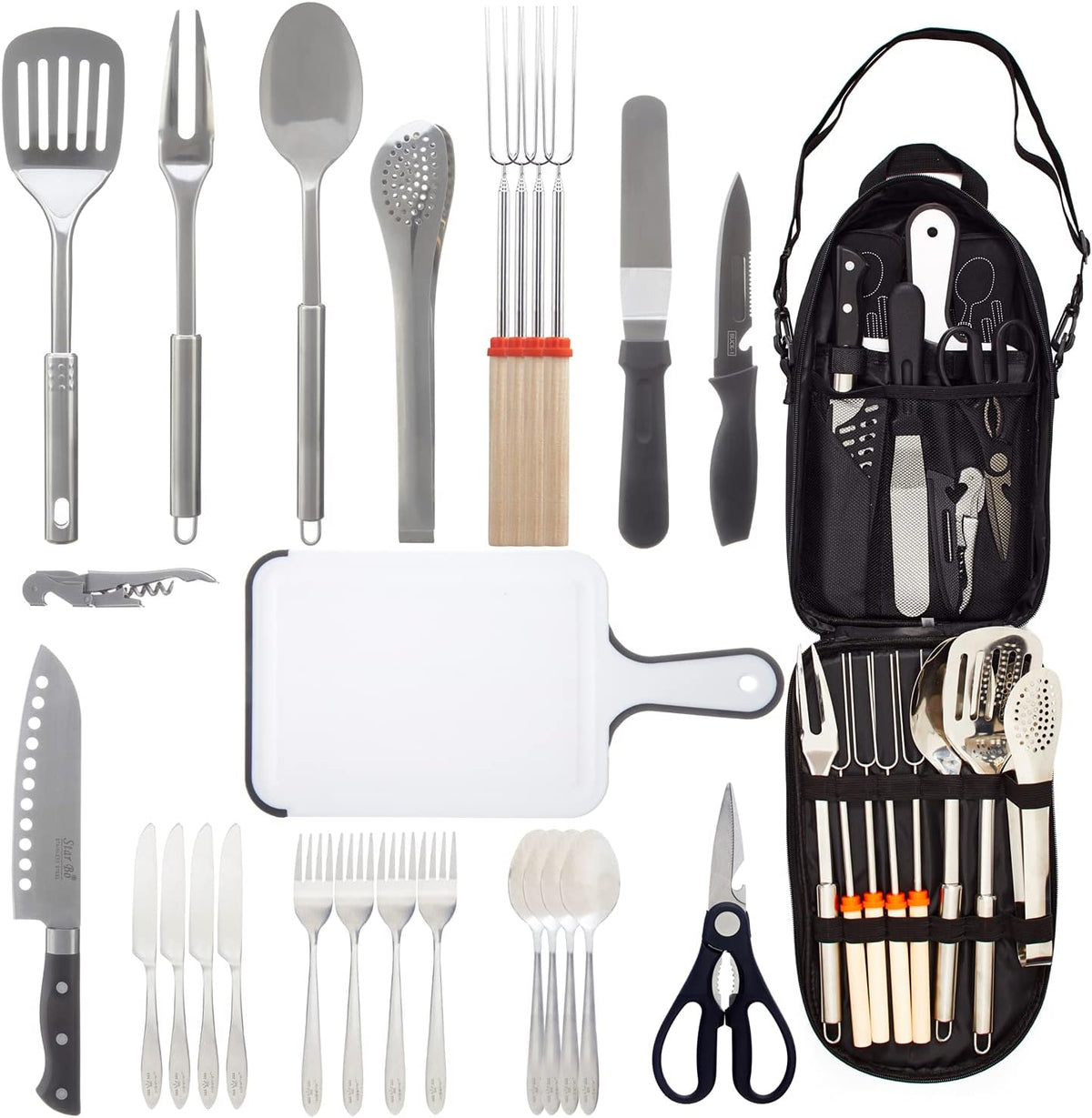 Portable Stainless Steel Camping Utensil Organizer Set 31 Pcs H237