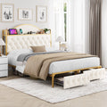 White Queen Size Storage Bed with 2 Drawers U8212