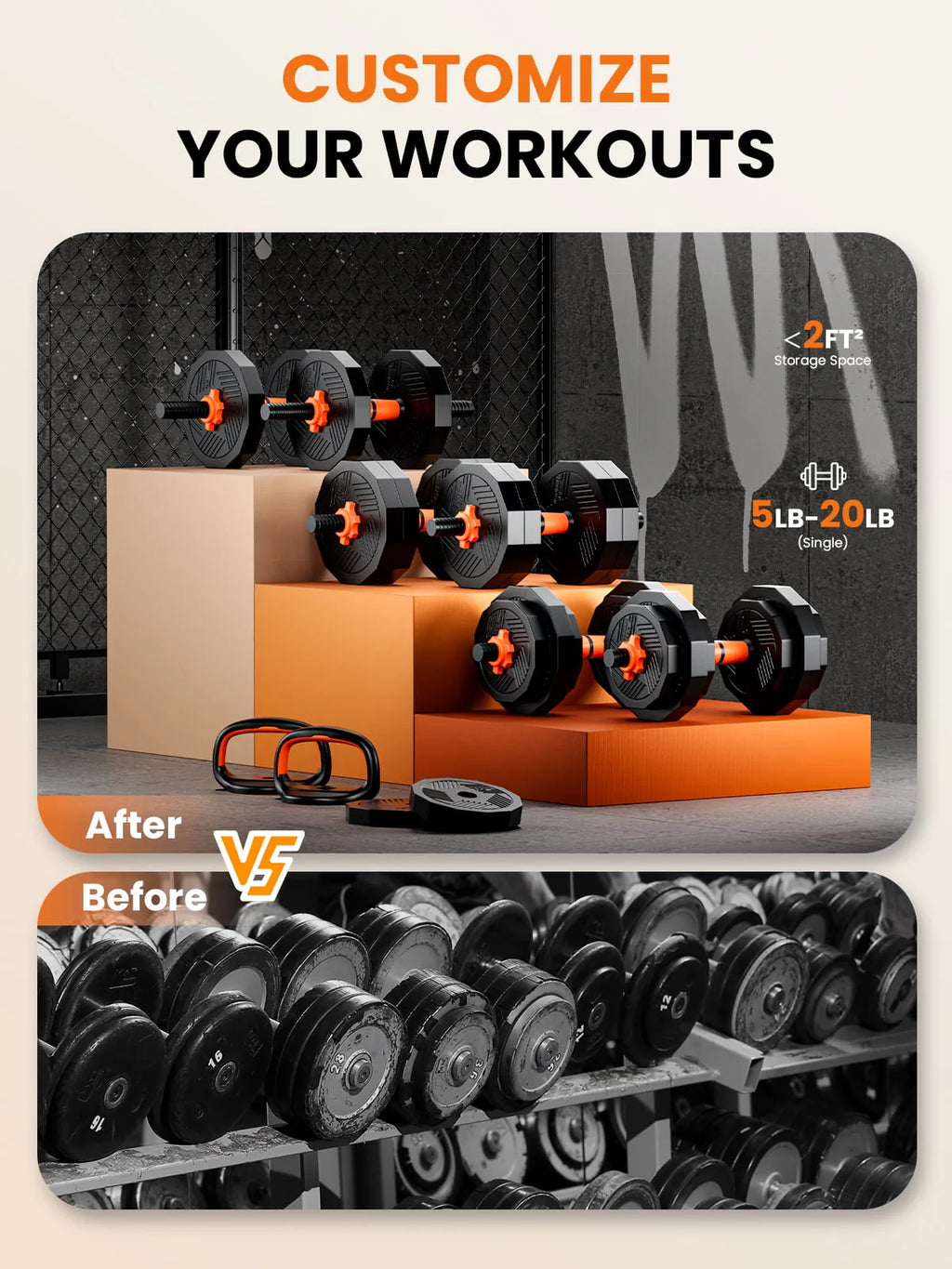 62 lbs Adjustable Dumbbell Set R999191