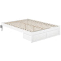 White Solid Wood Queen Bed with Foot Drawer M59575