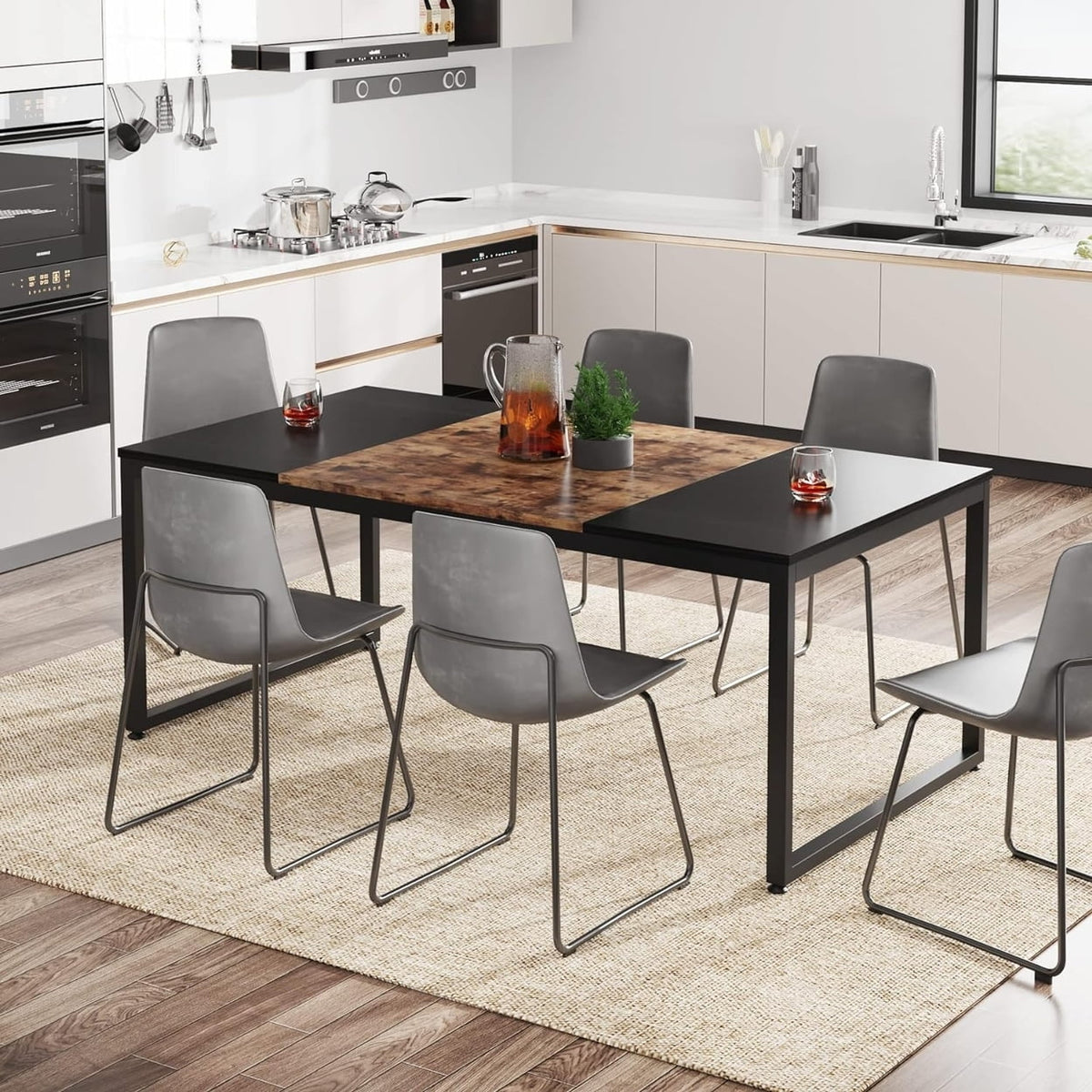 6 Person Modern Dining Table Metal Frame K506803
