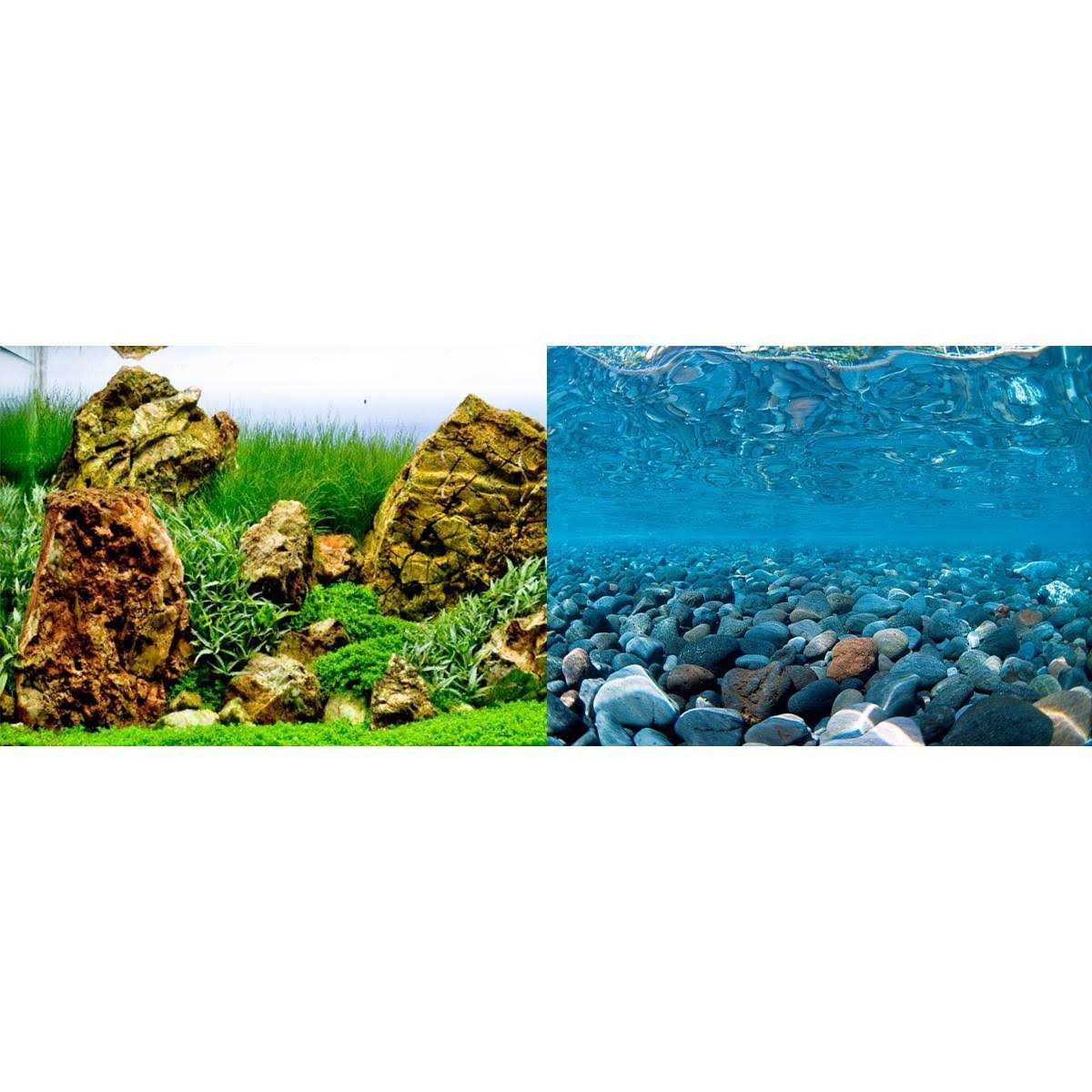 River Rock & Green Aquarium Background Decor F659