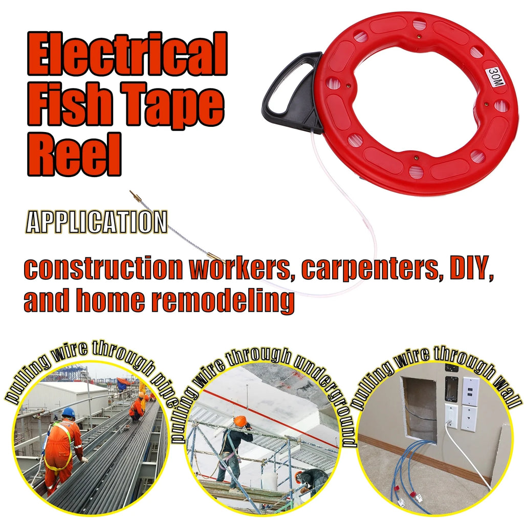 Fiberglass Fish Tape Reel Puller with Impact Case E864249